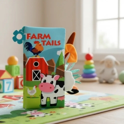 Libro Bebe Crujiente Tela Animales Colas Animales Didactic