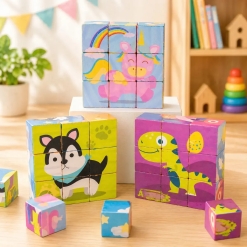 3 Rompecabezas 9 Piezas Madera Animales  Niños 3 a 6 Años