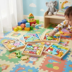 Pack X5 Encastres De Madera Rompecabezas Montessori