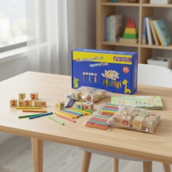 Box Didactico Juego Madera Matematica Contador Infantil