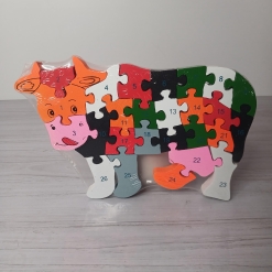 Rompecabezas numeros y abecedarios Vaca